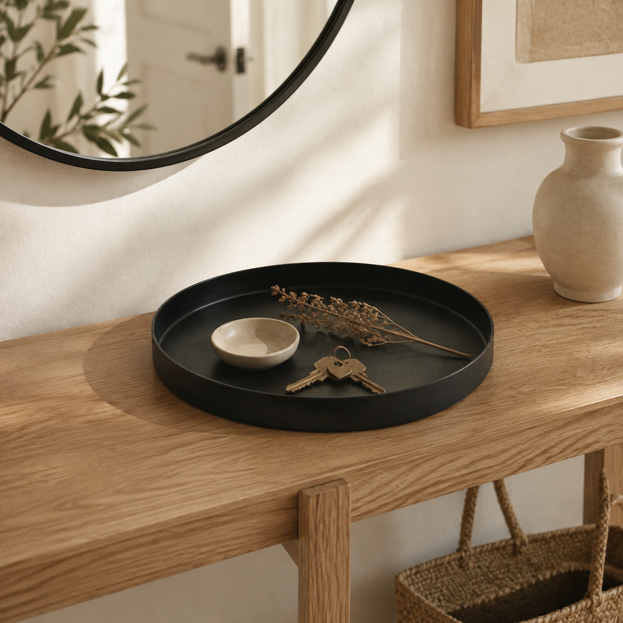 Plateau Décoratif Rond à Bord Relevé