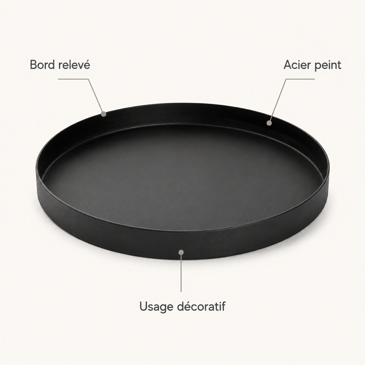 Plateau Décoratif Rond à Bord Relevé