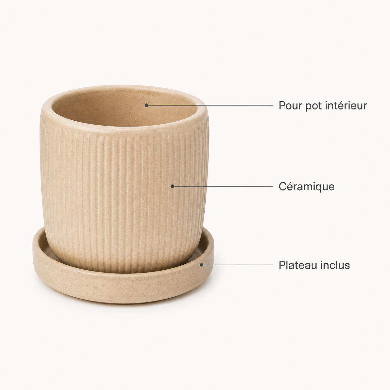 Cache-Pot Décoratif avec Plateau