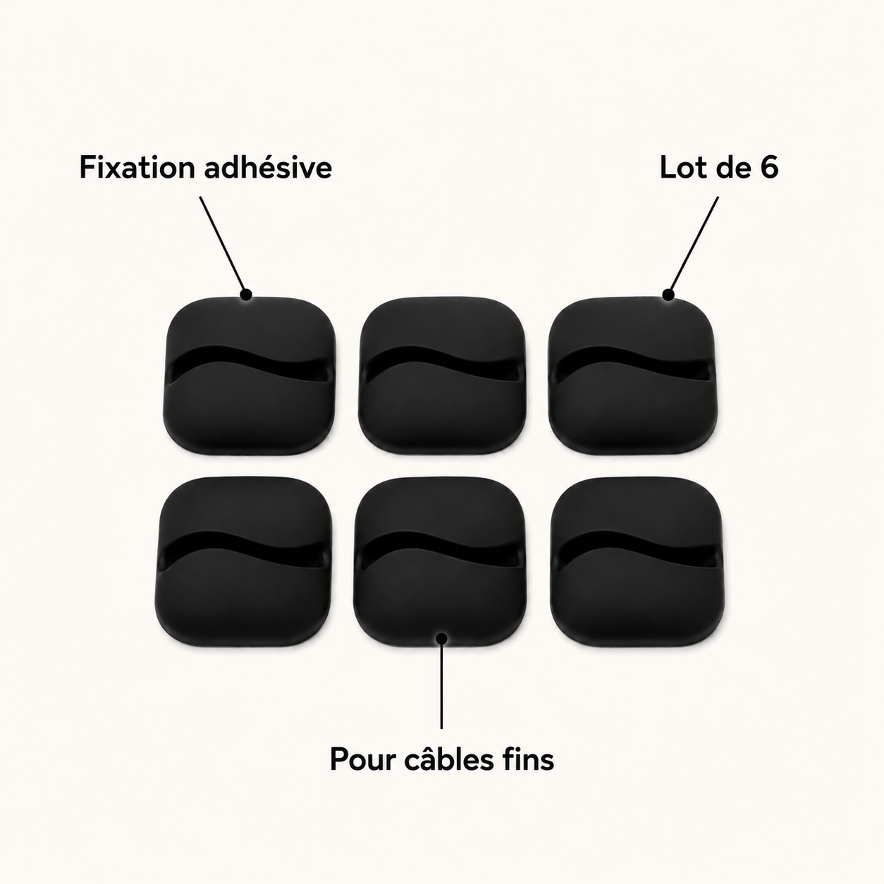 Range-Câbles de Bureau à Fixation Adhésive
