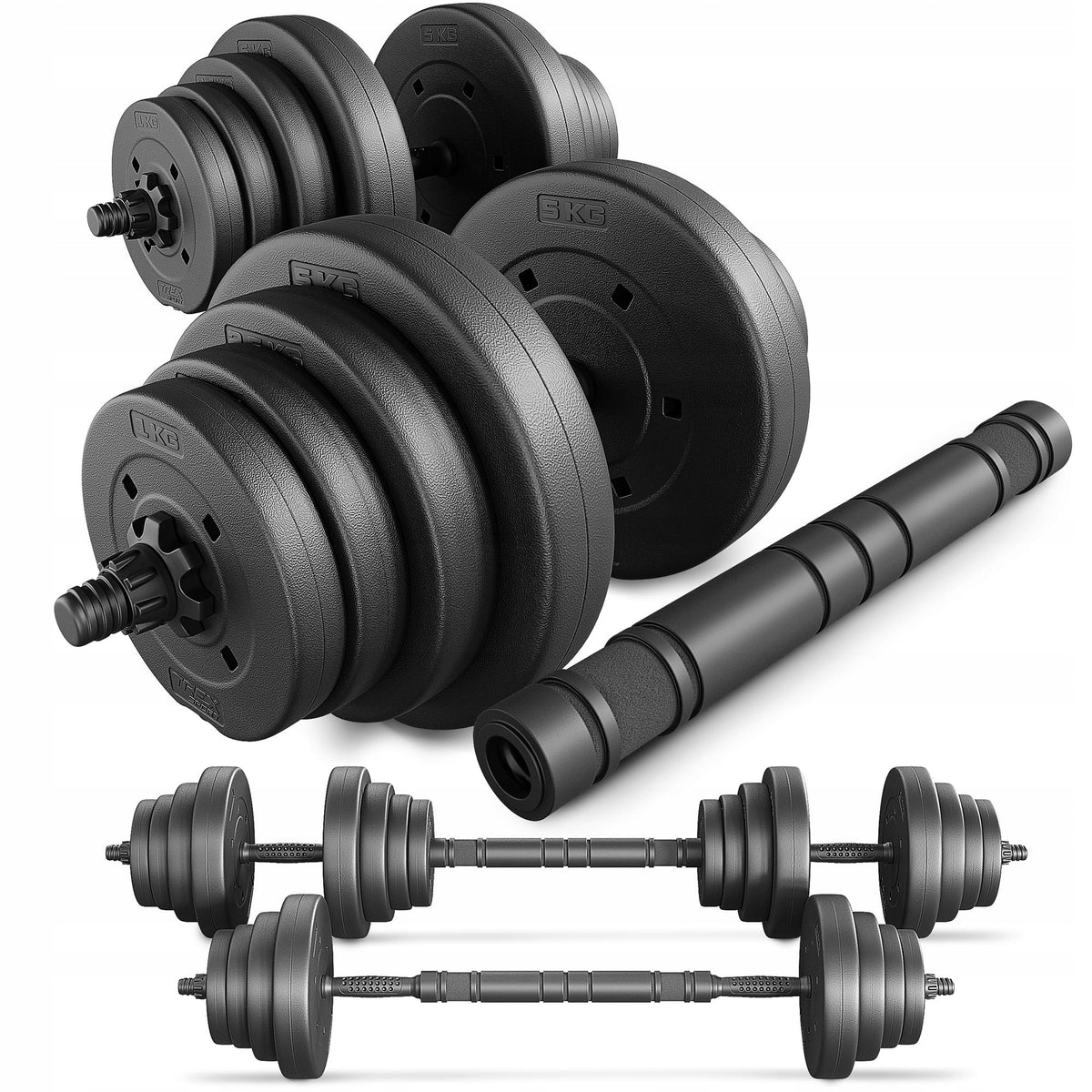 Hantle regulowane bitumiczne sztanga 40 kg zestaw hantli 2x20 kg Trex Sport