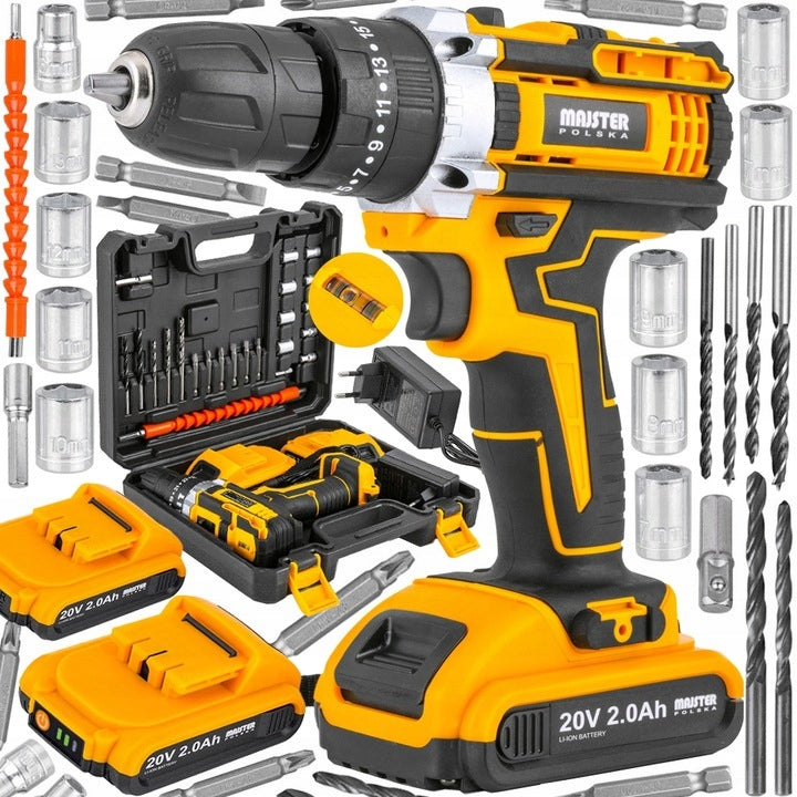 UDAROWA Wiertarka Wkrętarka AKUMULATOROWA WALIZKA 2xAKU 20V nasadki MP0424