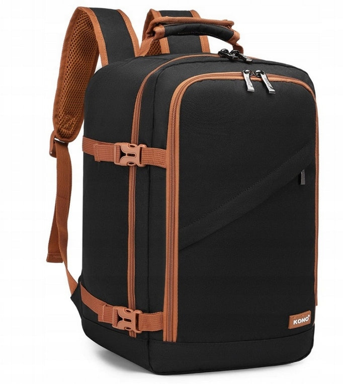 Plecak do samolotu Kono 2207BK czarno-brązowy 40x30x20 cm